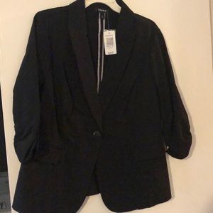 Torrid: Black Blazer 3/4 Ruched Sleeve